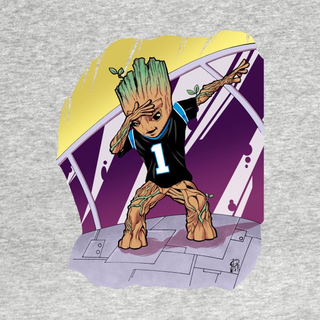 Baby Groot Dabbing (Panther Jersey) by MentalPablum